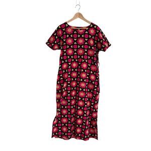 Mata Traders Aimee Pink Tile Cotton Maxi Dress Pockets Size Small